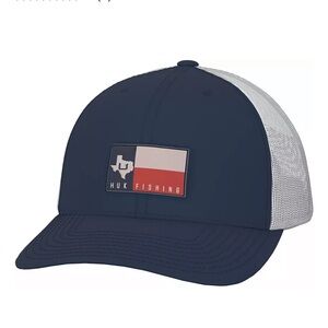 NWT Huk Men's Big State Texas Trucker Hat Huk Fishing Navy and White Cap